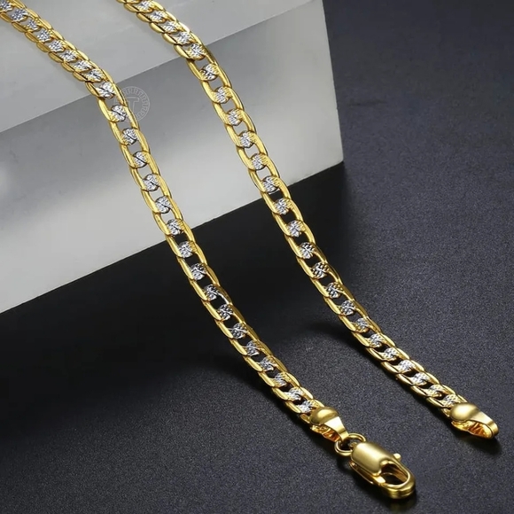 Gold Color Chain Necklace For Men Women Cuban Link Chain 30in - Picture 2 of 3
